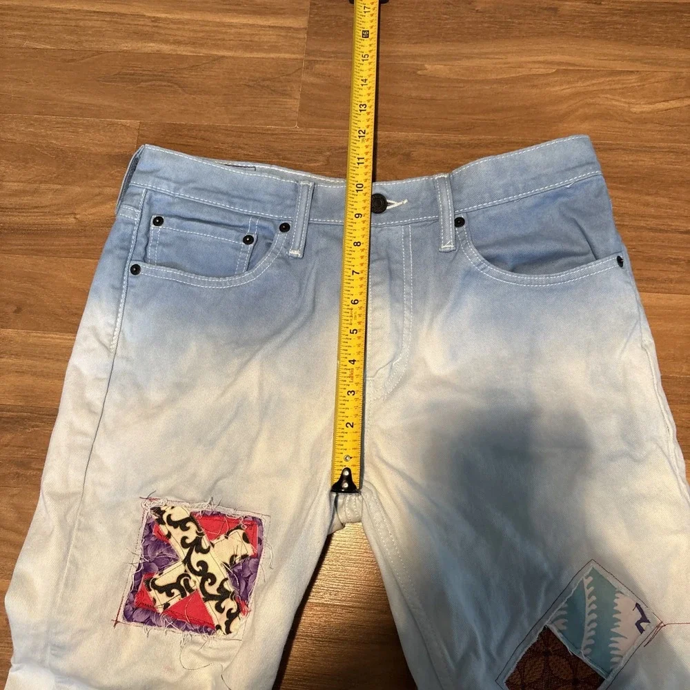 Levis 511 Slim Fit Custom Patchwork Ombre Blue Jeans W32 L32 DIY Streetwear